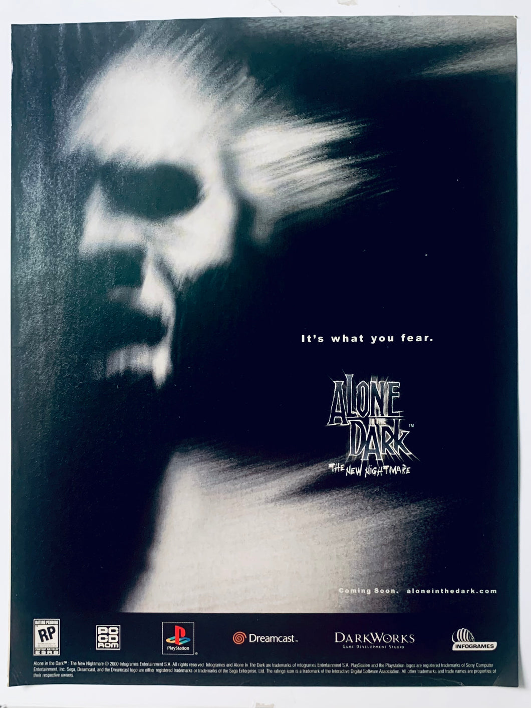 Alone in the Dark: The New Nightmare - PlayStation DC PC - Original Vintage Advertisement - Print Ads - Laminated A4 Poster