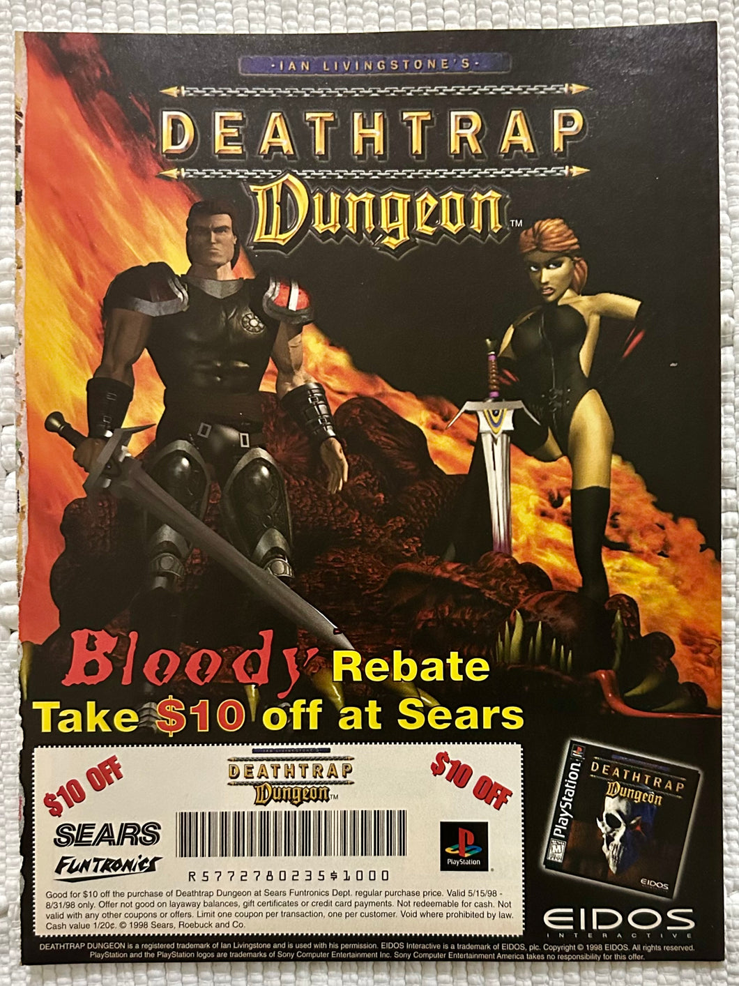 Ian Livingstone's Deathtrap Dungeon - PlayStation PC - Original Vintage Advertisement - Print Ads - Laminated A4 Poster