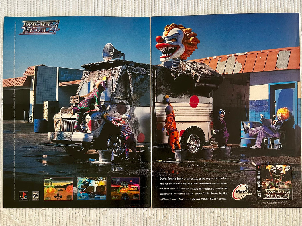 Twisted Metal 4 - PlayStation - Original Vintage Advertisement - Print Ads - Laminated A3 Poster