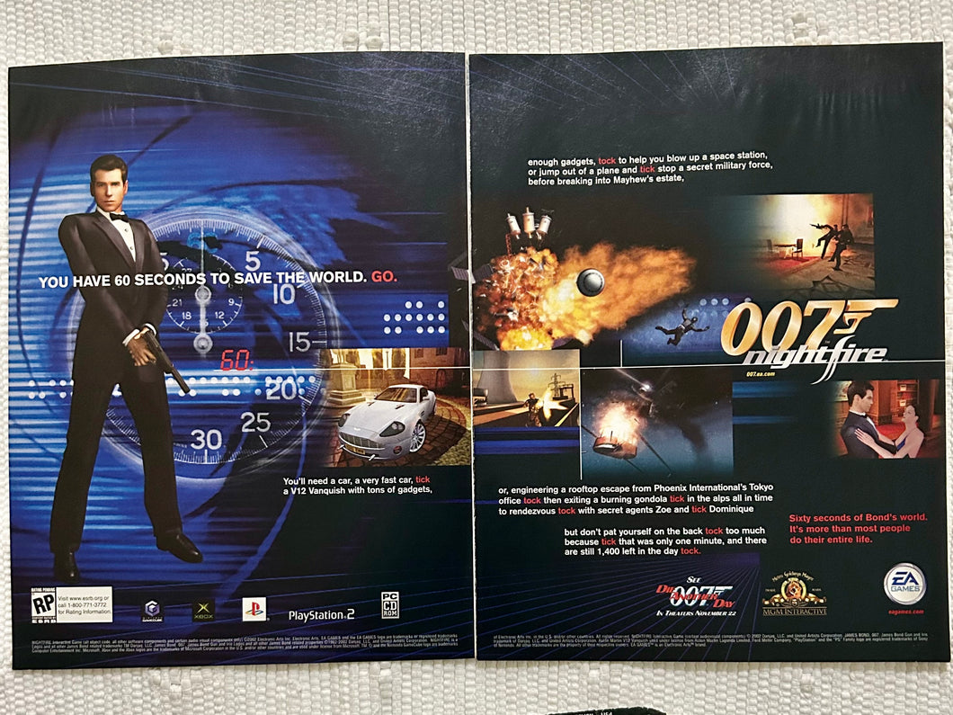James Bond 007: Nightfire - PS2 Xbox NGC PC - Original Vintage Advertisement - Print Ads - Laminated A3 Poster
