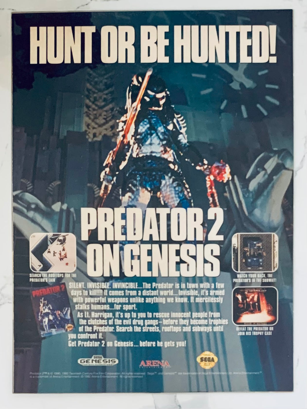 Predator 2 - Genesis - Original Vintage Advertisement - Print Ads - Laminated A4 Poster