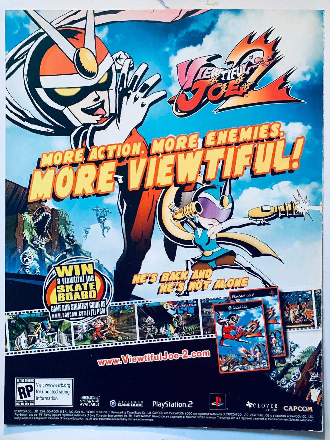 Viewtiful Joe 2 - NGC PS2 - Original Vintage Advertisement - Print Ads - Laminated A4 Poster