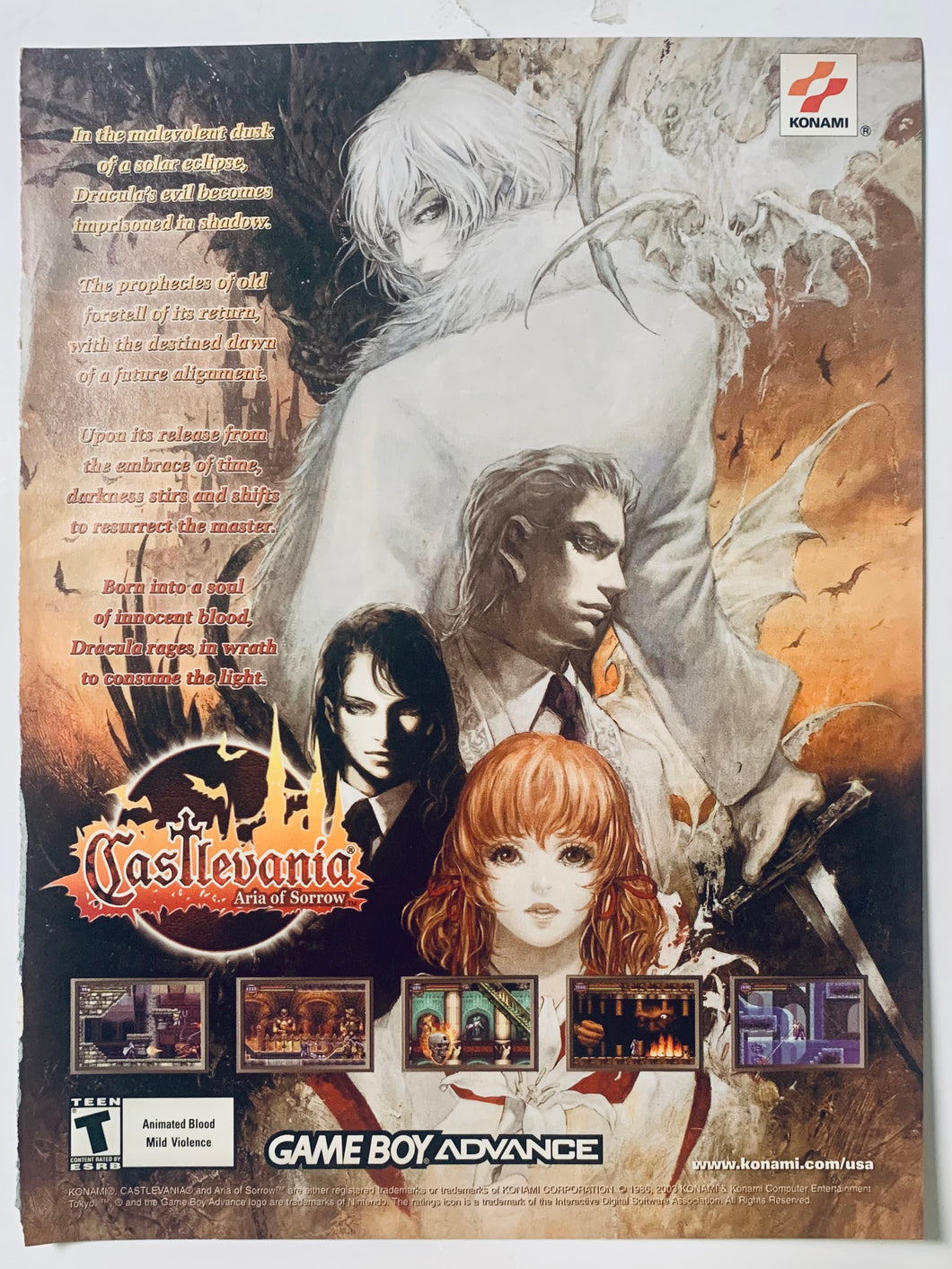 Castlevania: Aria of Sorrow - GBA - Original Vintage Advertisement - Print Ads - Laminated A4 Poster