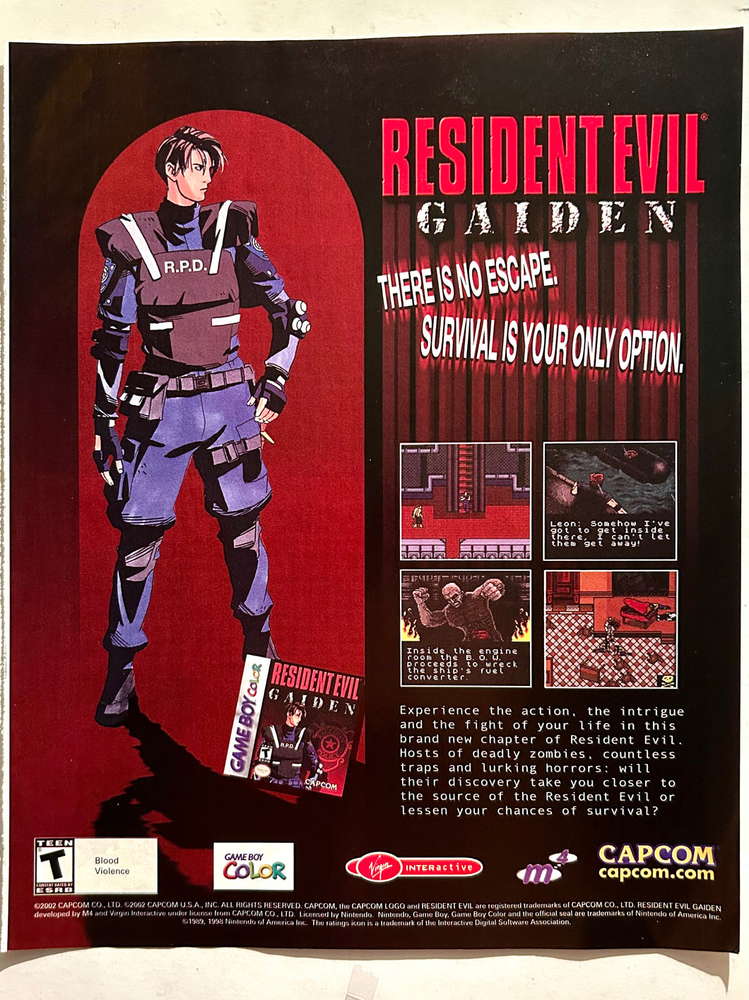 Resident Evil Gaiden - GBC - Original Vintage Advertisement - Print Ads - Laminated A4 Poster