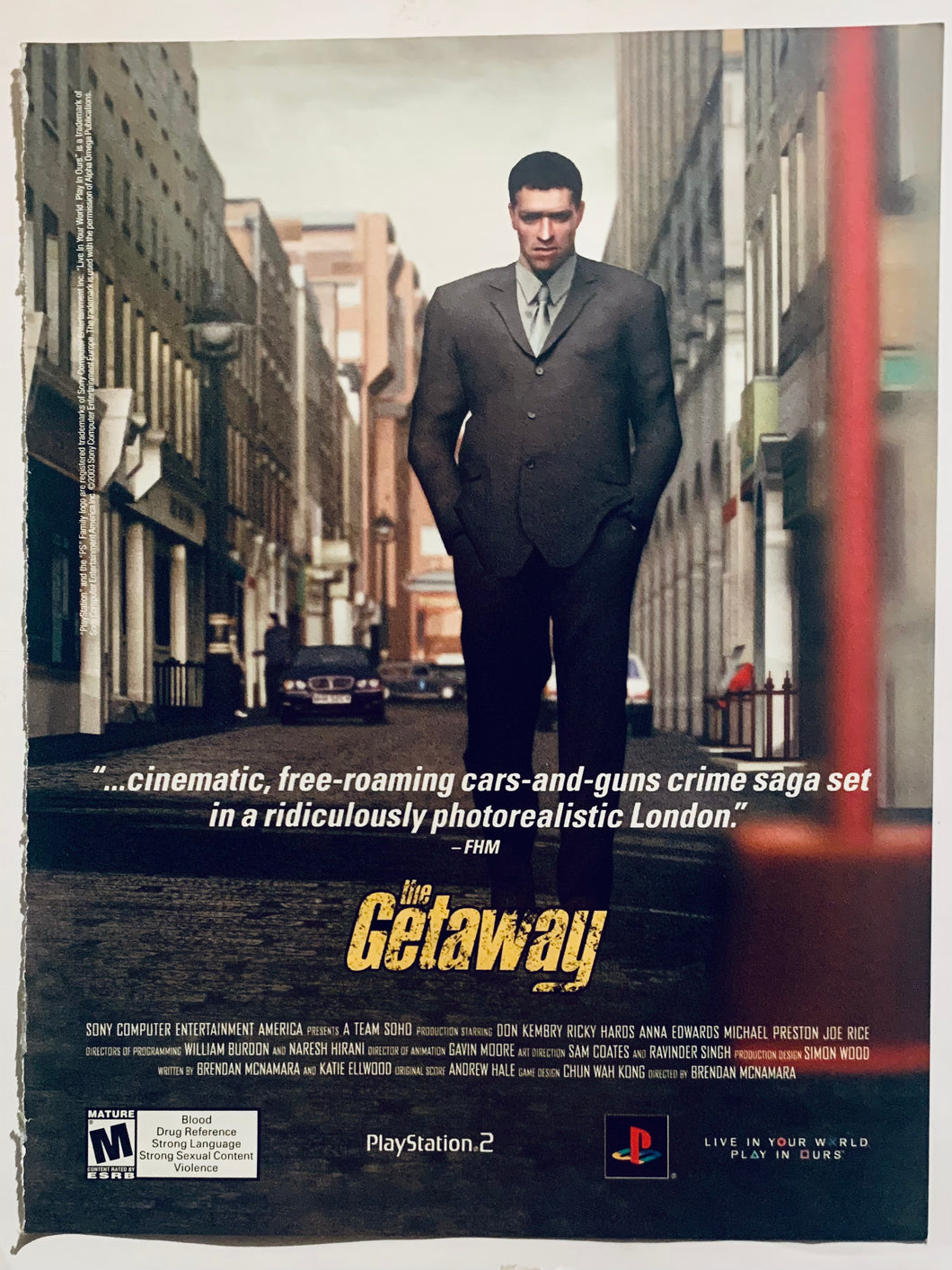 The Getaway - PS2 - Original Vintage Advertisement - Print Ads - Laminated A4 Poster