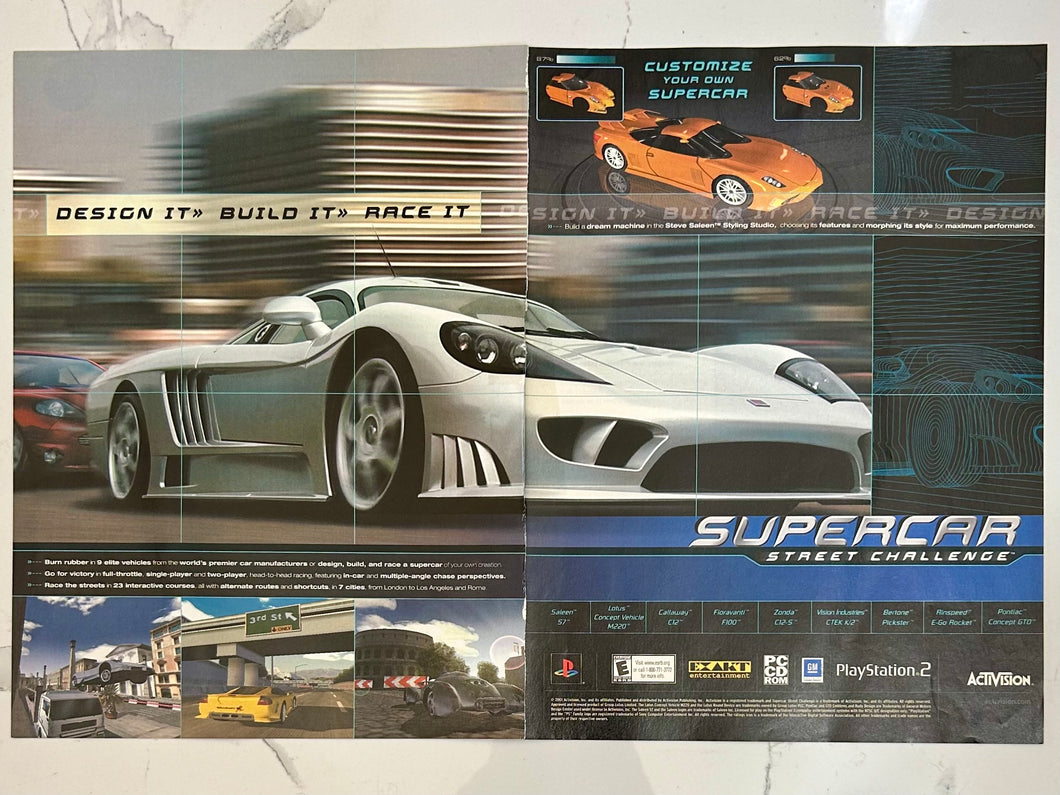 Supercar Street Challenge - PS2 PC - Original Vintage Advertisement - Print Ads - Laminated A3 Poster