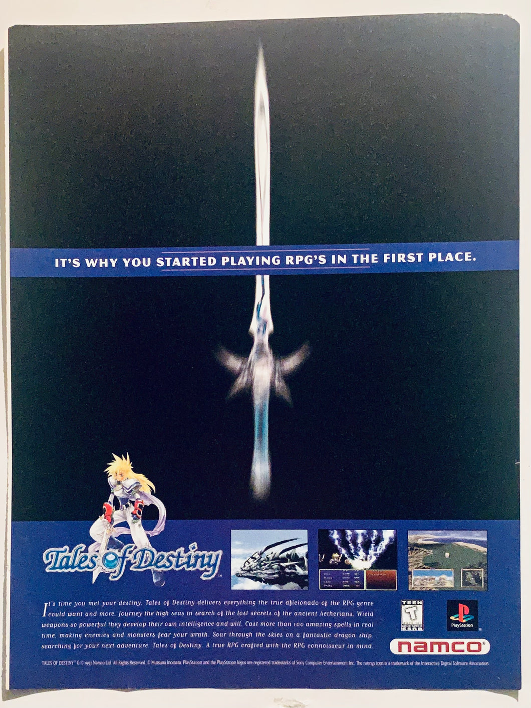 Tales of Destiny - PlayStation - Original Vintage Advertisement - Print Ads - Laminated A4 Poster