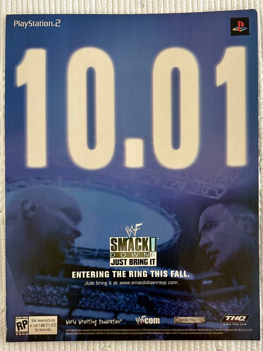 WWF Smackdown! Just Bringing it - PS2 - Original Vintage Advertisement - Print Ads - Laminated A4 Poster