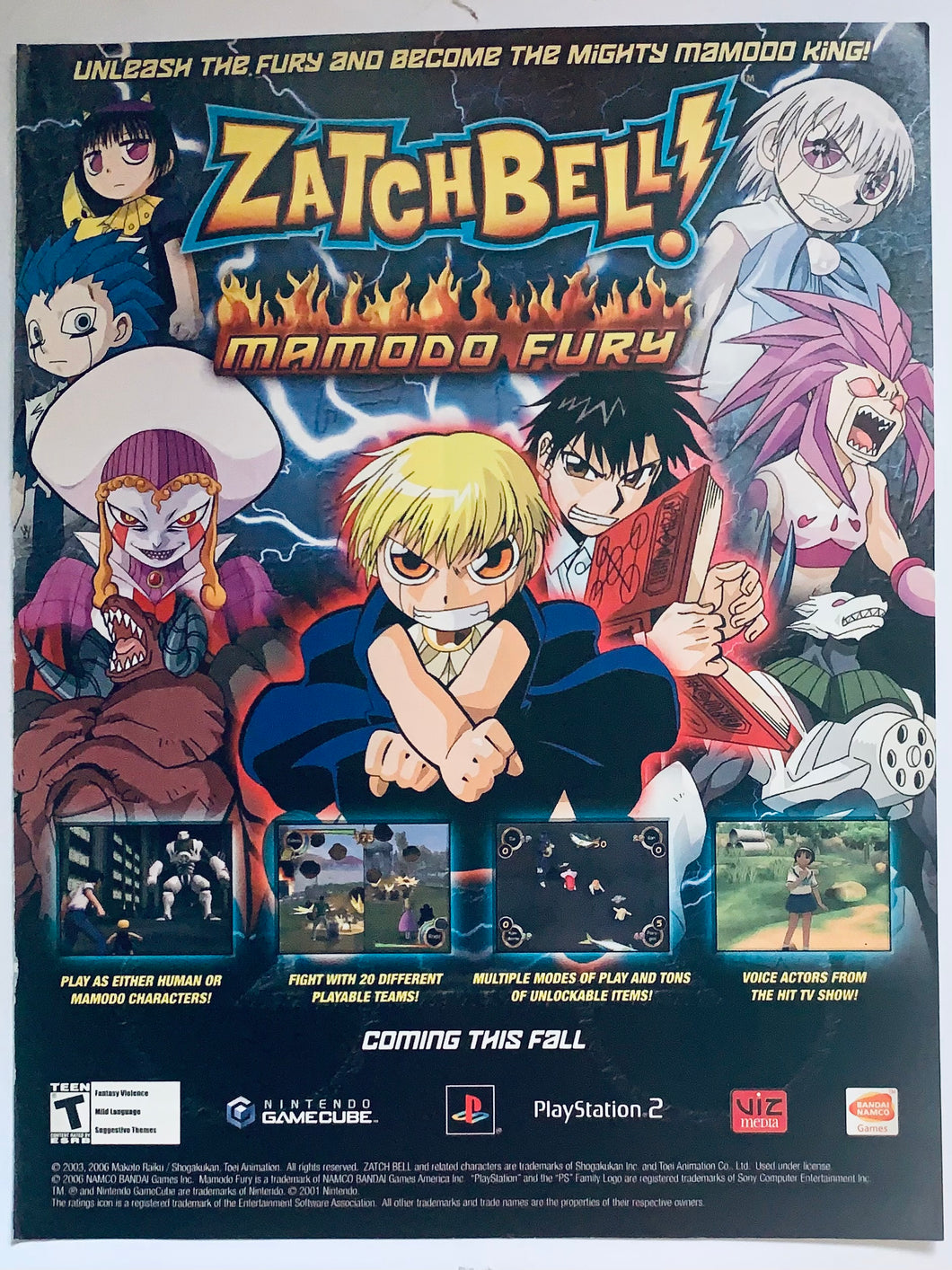 Zatch Bell! Mamodo Fury - PS2 NGC - Original Vintage Advertisement - Print Ads - Laminated A4 Poster