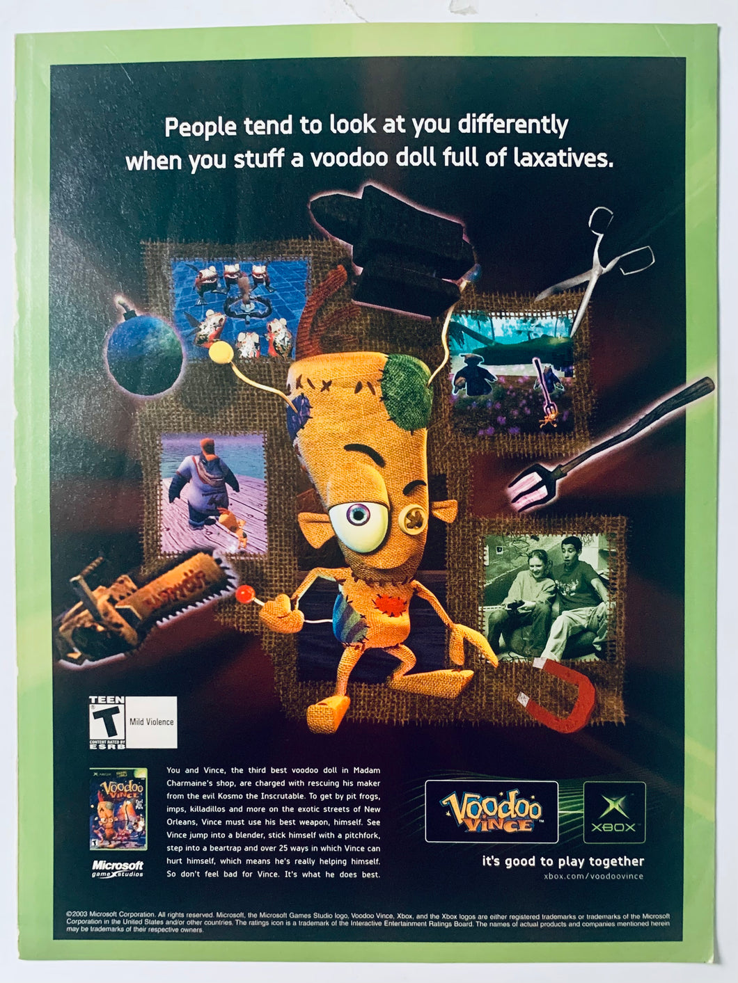 Voodoo Vince - Xbox - Original Vintage Advertisement - Print Ads - Laminated A4 Posteri