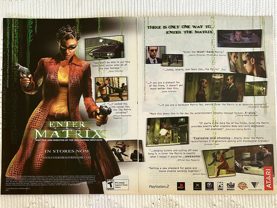 Enter the Matrix - PS2 Xbox NGC PC - Original Vintage Advertisement - Print Ads - Laminated A3 Poster