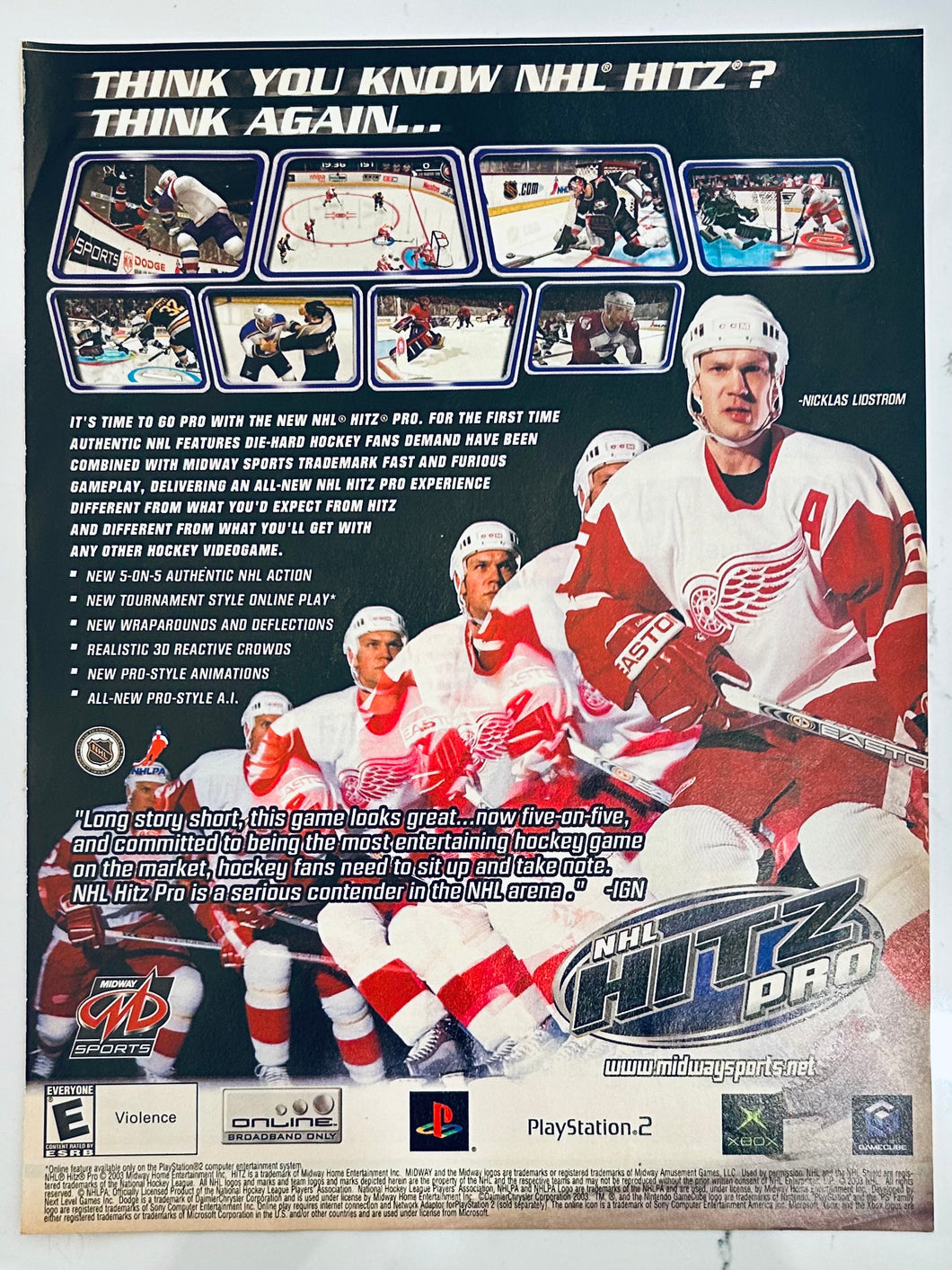 NHL Hitz Pro - PS2 NGC Xbox - Original Vintage Advertisement - Print Ads - Laminated A4 Poster