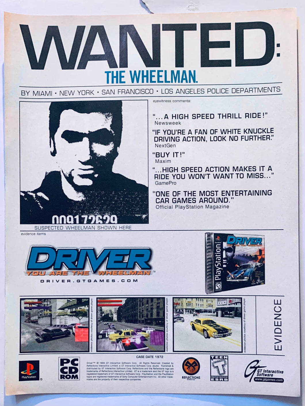 Driver - PlayStation PC - Original Vintage Advertisement - Print Ads - Laminated A4 Poster