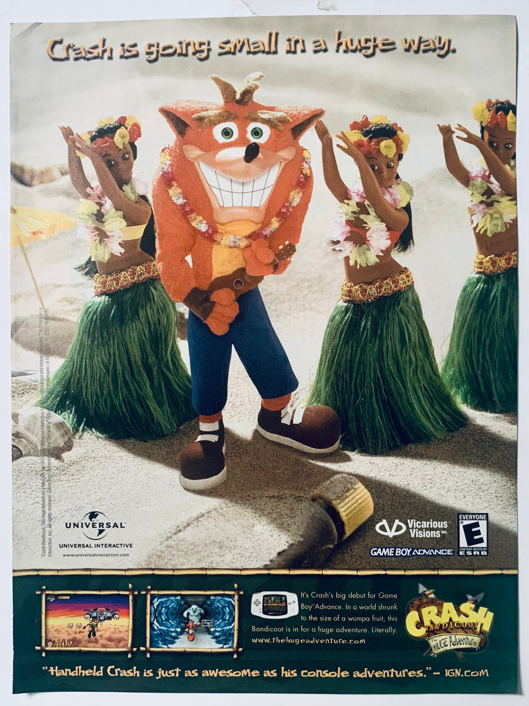 Crash Bandicoot: The Huge Adventure - GBA - Original Vintage Advertisement - Print Ads - Laminated A4 Posterwoitwu ou it