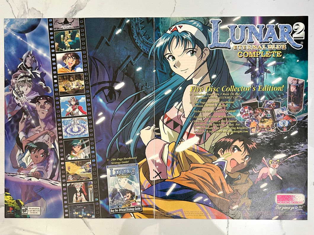 Lunar 2: Eternal Blue Complete - PlayStation - Original Vintage Advertisement - Print Ads - Laminated A3 Poster