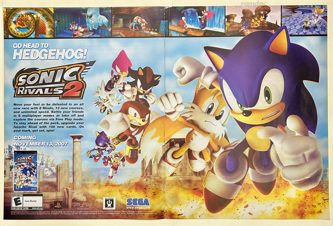 Sonic Rivals 2 - PSP - Original Vintage Advertisement - Print Ads - Laminated A3 Poster