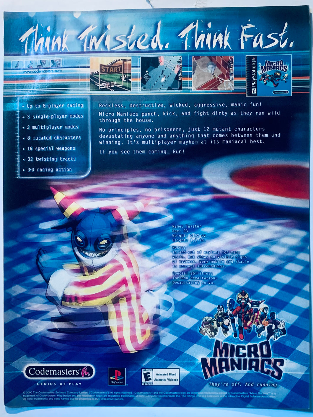 Micro Maniacs - PlayStation - Original Vintage Advertisement - Print Ads - Laminated A4 Poster