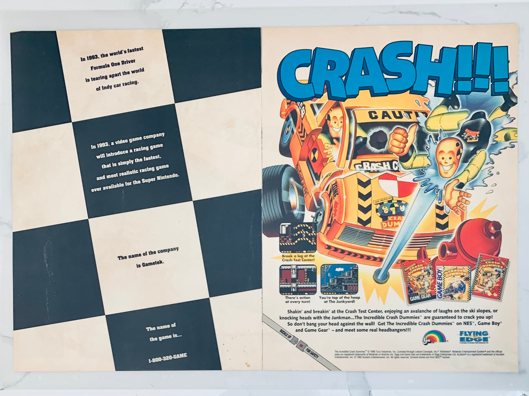 Crash Dummies - NES GB Game Gear - Original Vintage Advertisement - Print Ads - Laminated A3 Poster
