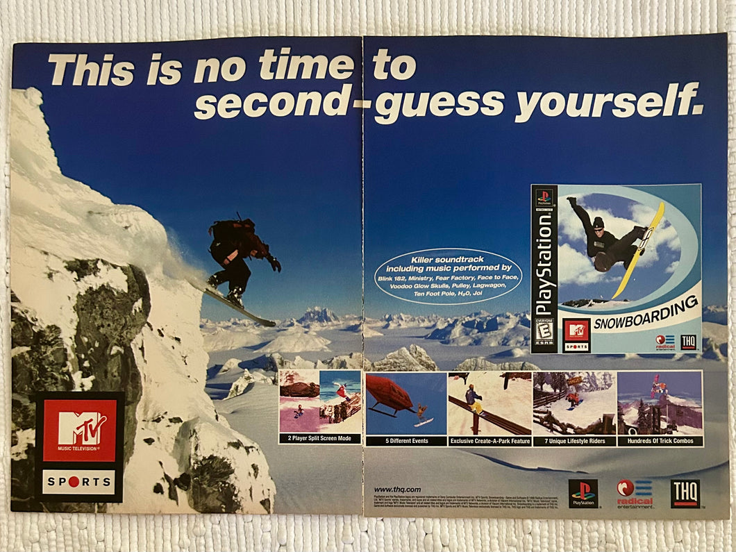 MTV Sports: Snowboarding - PlayStation - Original Vintage Advertisement - Print Ads - Laminated A3 Poster