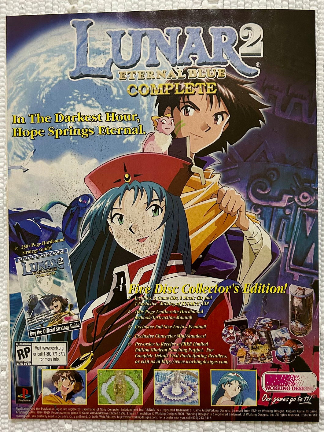 Lunar 2: Eternal Blue Complete - PlayStation - Original Vintage Advertisement - Print Ads - Laminated A4 Poster