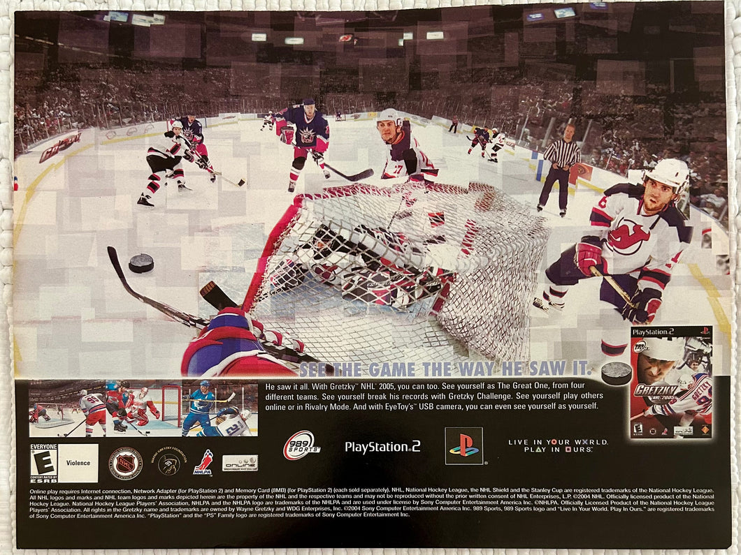 Gretzky NHL 2005 - PS2 - Original Vintage Advertisement - Print Ads - Laminated A3 Poster
