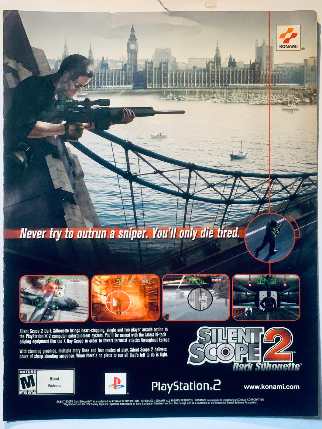 Silent Scope 2: Dark Silhouette - PS2 - Original Vintage Advertisement - Print Ads - Laminated A4 Poster