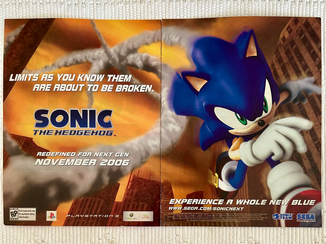 Sonic The Hedgehog - PS3 Xbox 360 - Original Vintage Advertisement - Print Ads - Laminated A3 Poster