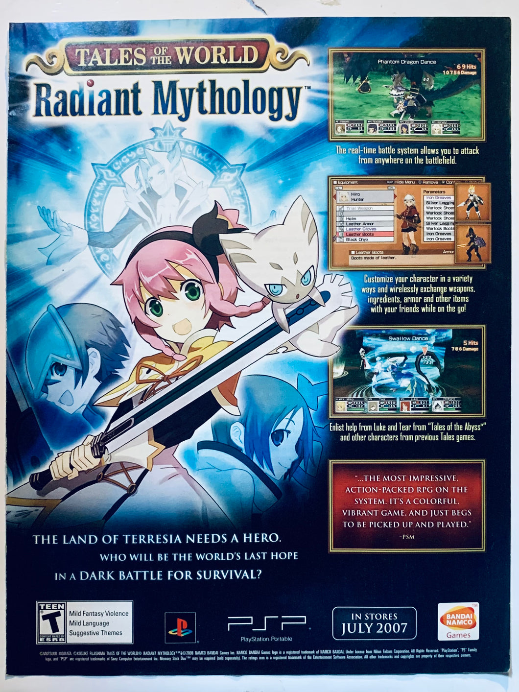 Tales of the World: Radiant Mythology - PSP - Original Vintage Advertisement - Print Ads - Laminated A4 Poster