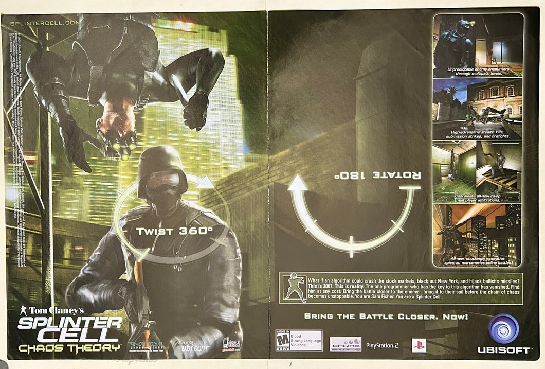 Tom Clancy's Splinter Cell: Chaos Theory - PS2 - Original Vintage Advertisement - Print Ads - Laminated A3 Poster