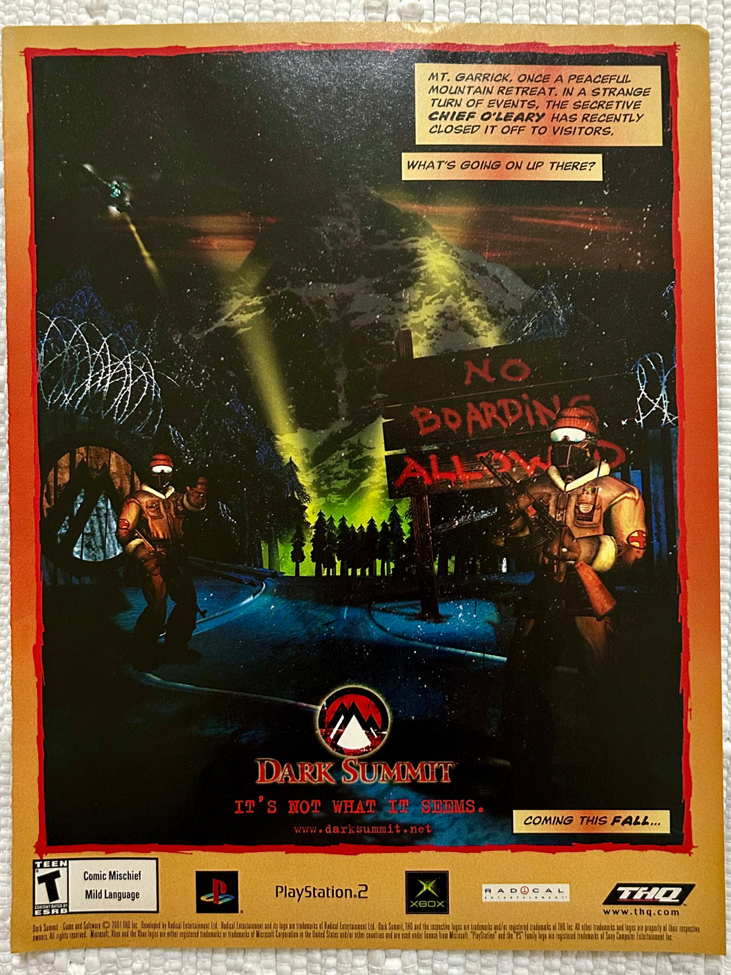 Dark Summit - PS2 Xbox - Original Vintage Advertisement - Print Ads - Laminated A4 Poster