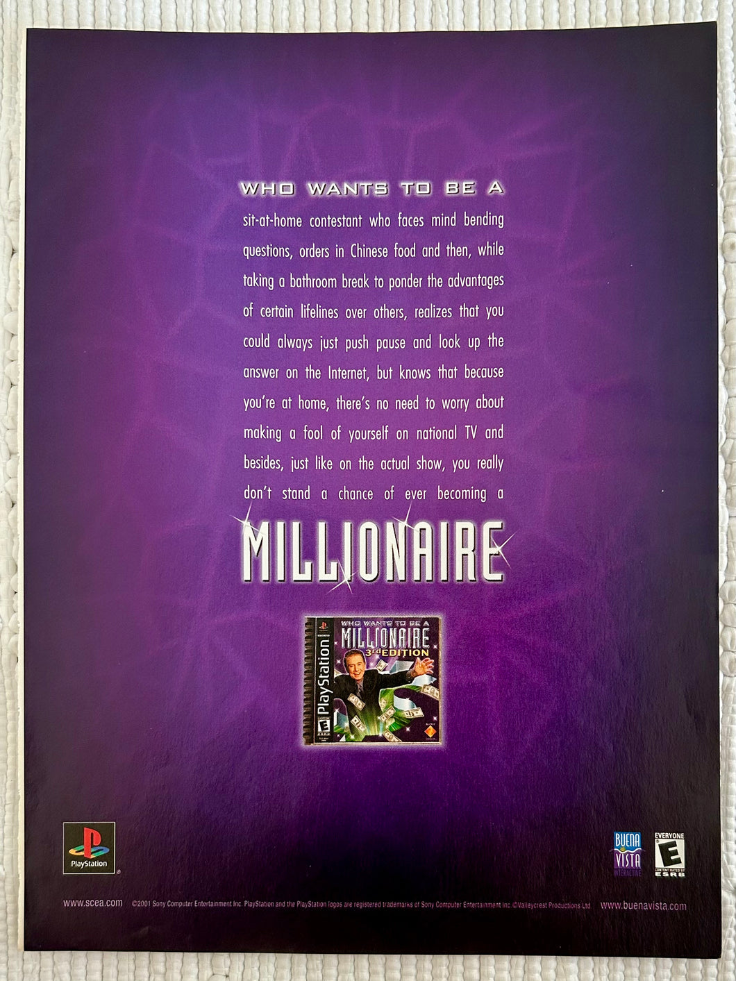 Who Wants to Be a Millionaire - PlayStation - Original Vintage Advertisement - Print Ads - Laminated A4 Poster