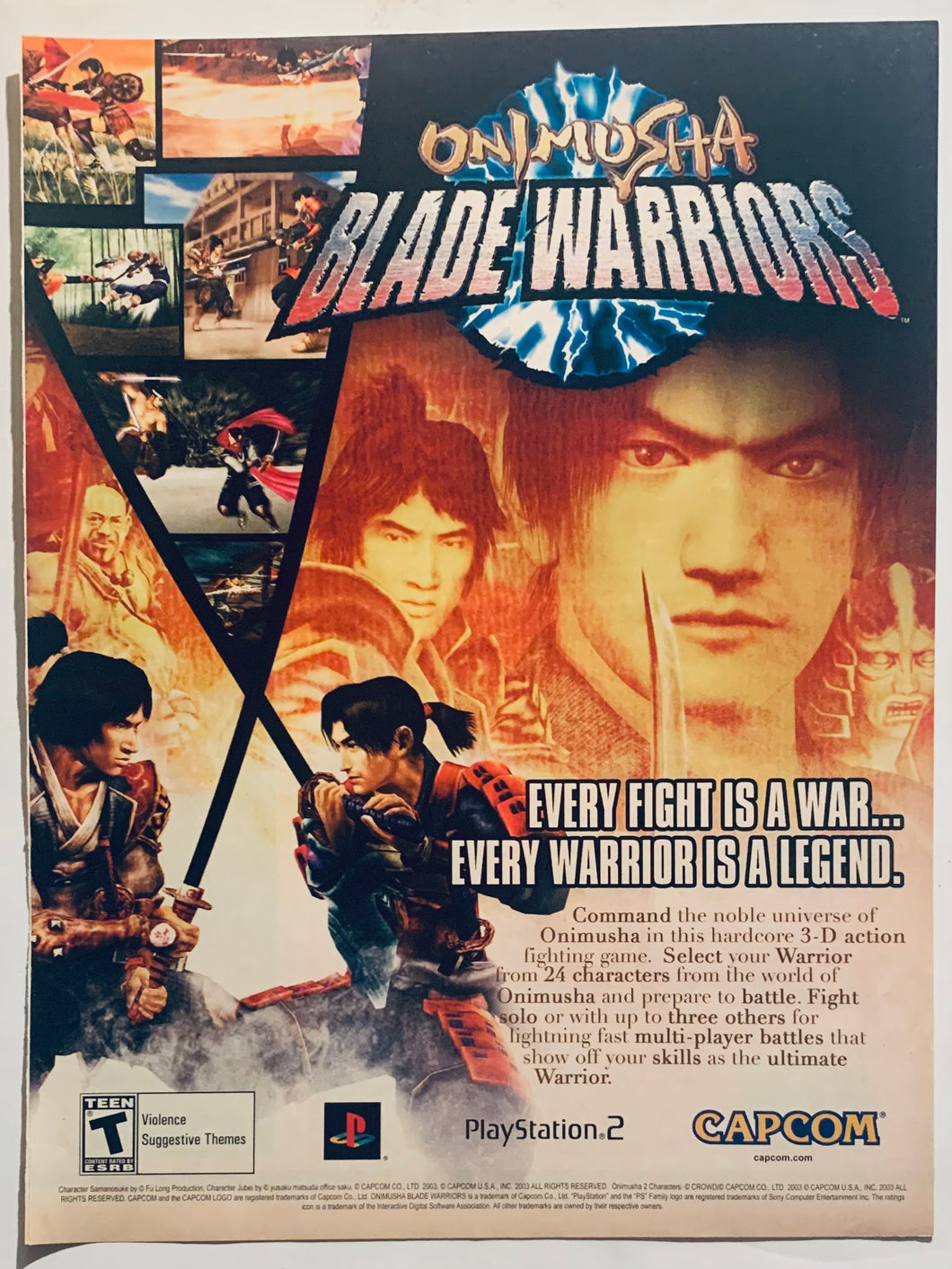 Onimusha Blade Warriors - PS2 - Original Vintage Advertisement - Print Ads - Laminated A4 Poster