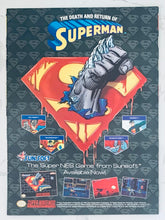 Cargar imagen en el visor de la galería, The Death and Return of Superman - SNES - Original Vintage Advertisement - Print Ads - Laminated A4 Poster
