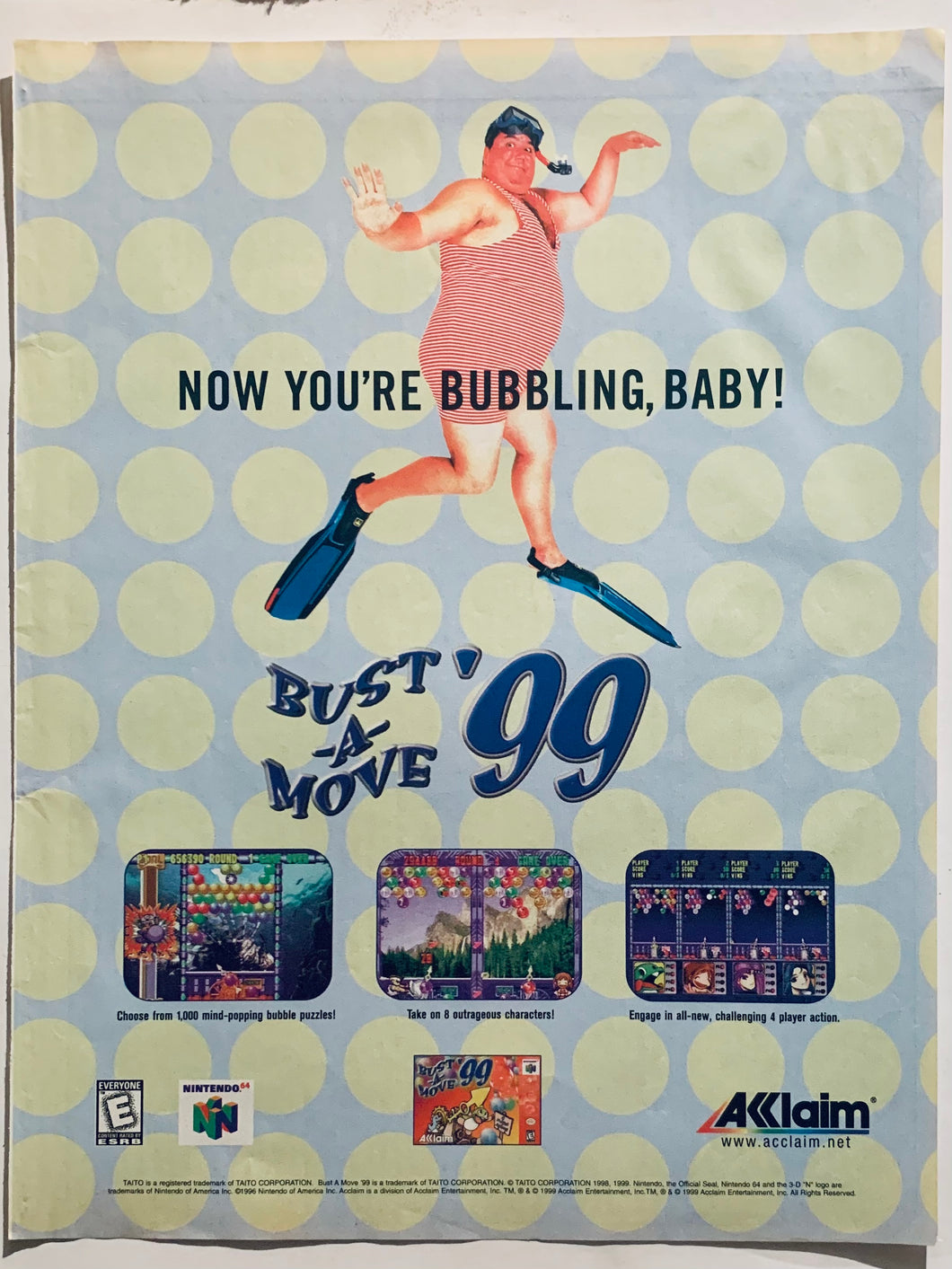 Bust -A- Move ‘99 - PlayStation - Original Vintage Advertisement - Print Ads - Laminated A4 Poster