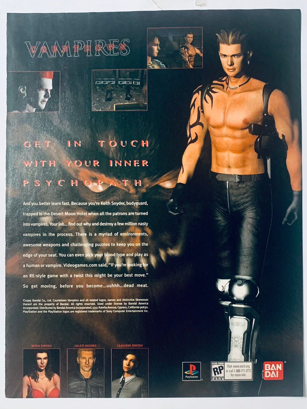 Vampires - PlayStation - Original Vintage Advertisement - Print Ads - Laminated A4 Poster