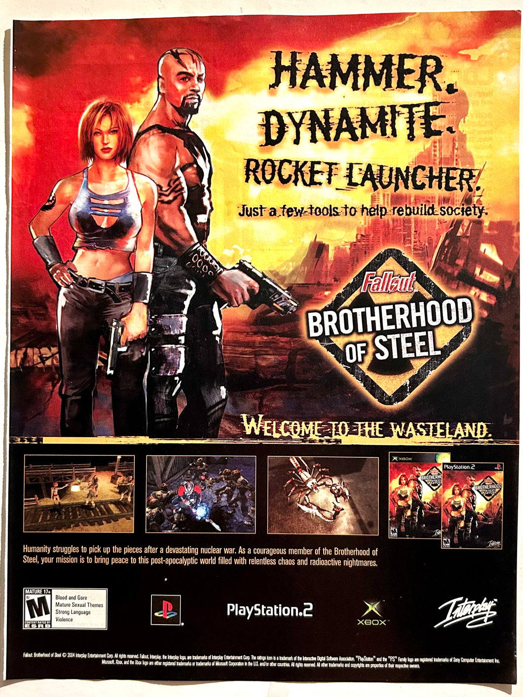 Fallout: Brotherhood of Steel - PS2 Xbox - Original Vintage Advertisement - Print Ads - Laminated A4 Poster