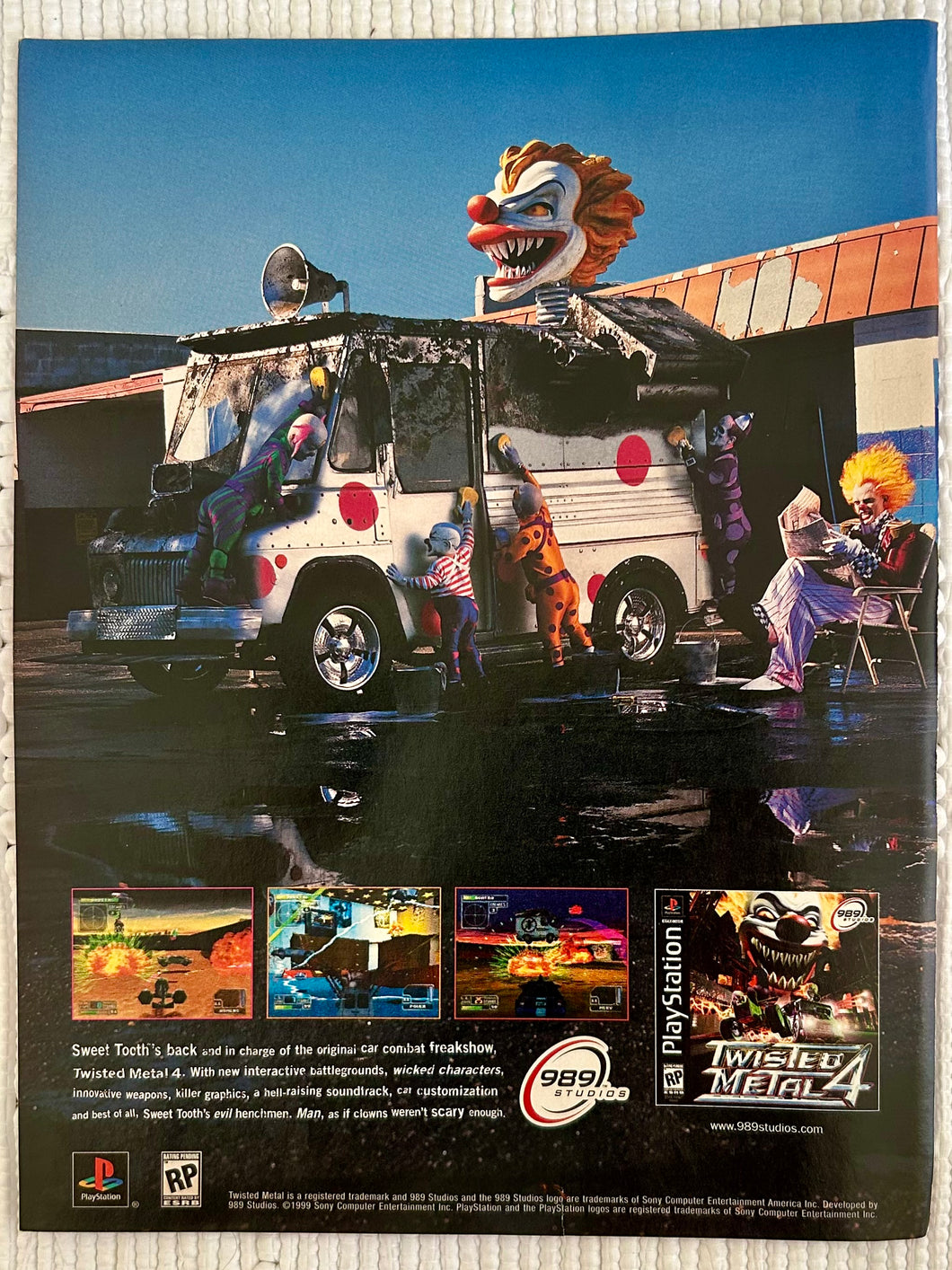 Twisted Metal 4 - PlayStation - Original Vintage Advertisement - Print Ads - Laminated A4 Poster