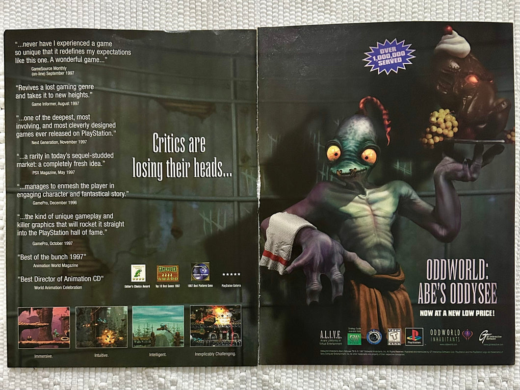 Oddworld: Abe's Oddysee - PlayStation PC - Original Vintage Advertisement - Print Ads - Laminated A3 Poster