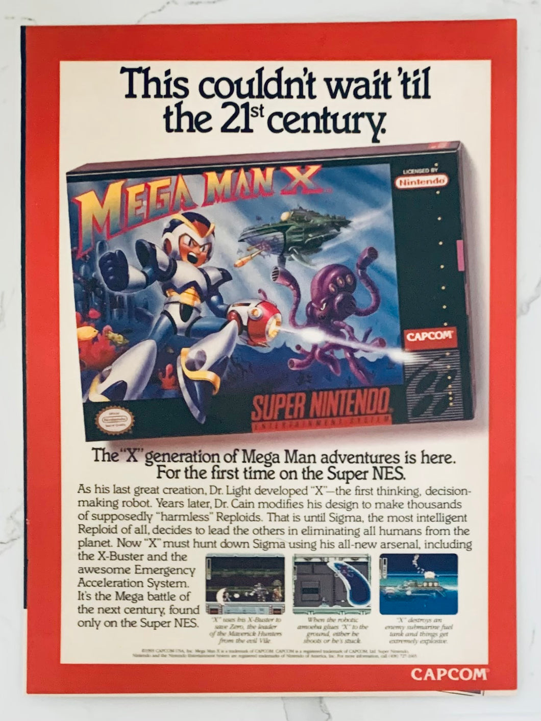 Mega Man X - SNES - Original Vintage Advertisement - Print Ads - Laminated A4 Poster