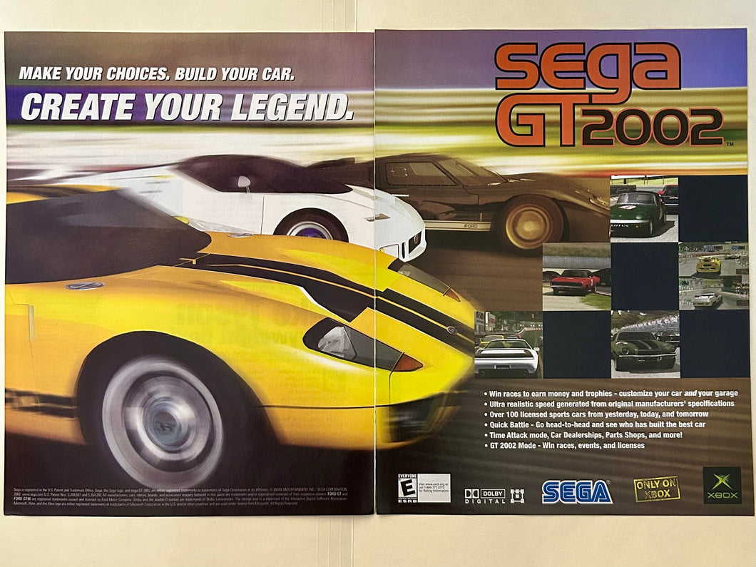 SEGA GT 2002 - Xbox - Original Vintage Advertisement - Print Ads - Laminated A3 Poster