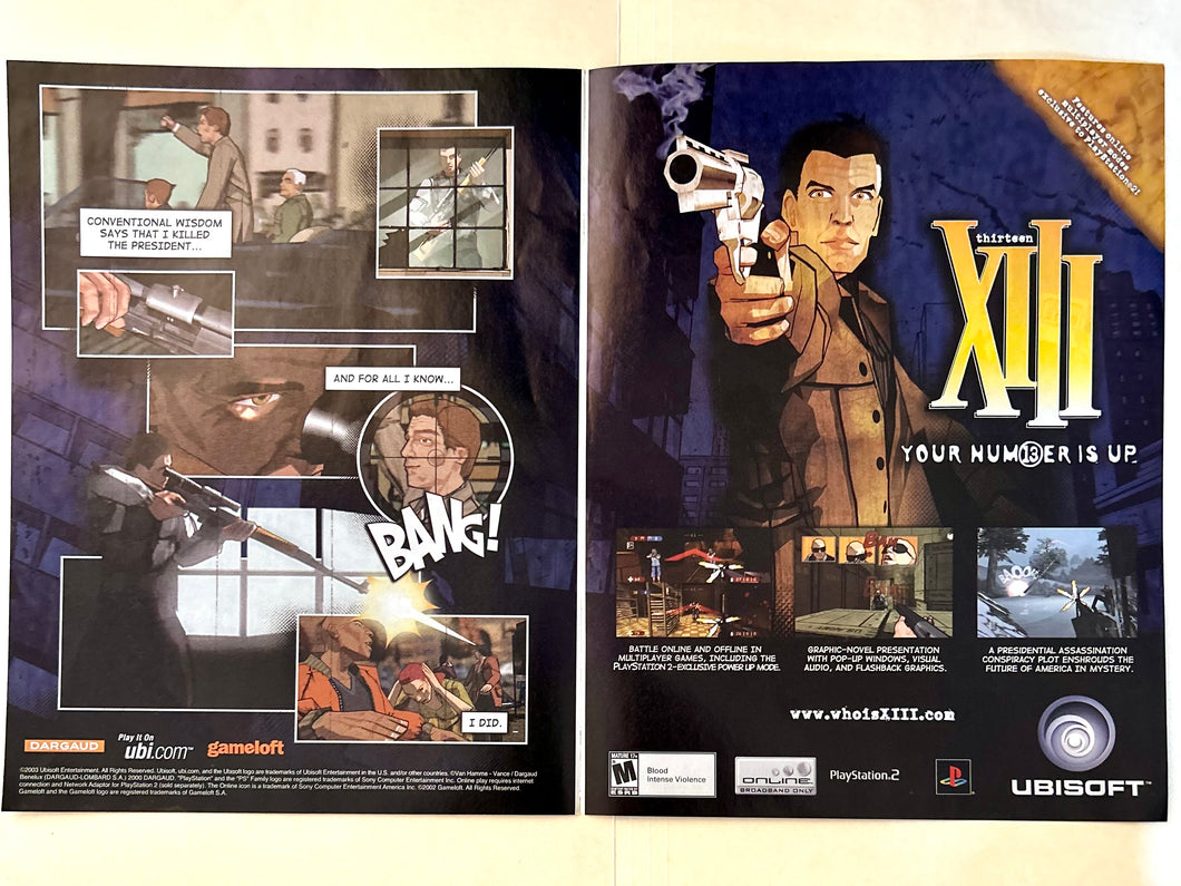 XIII - PS2 - Original Vintage Advertisement - Print Ads - Laminated A3 Poster