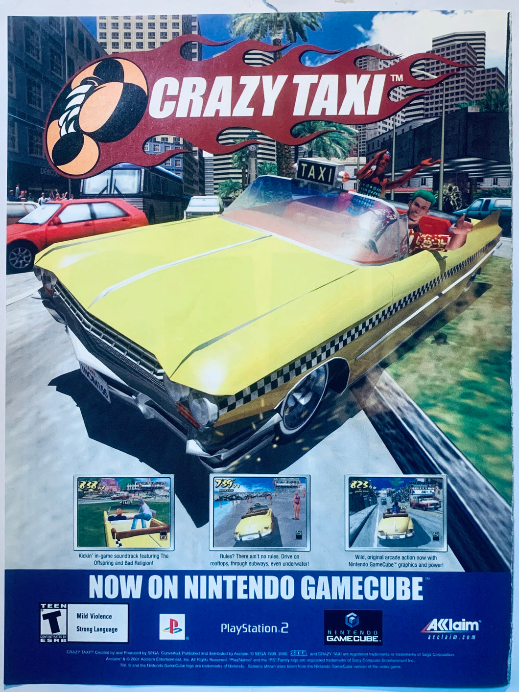 Crazy Taxi - NGC PS2 - Original Vintage Advertisement - Print Ads - Laminated A4 Poster