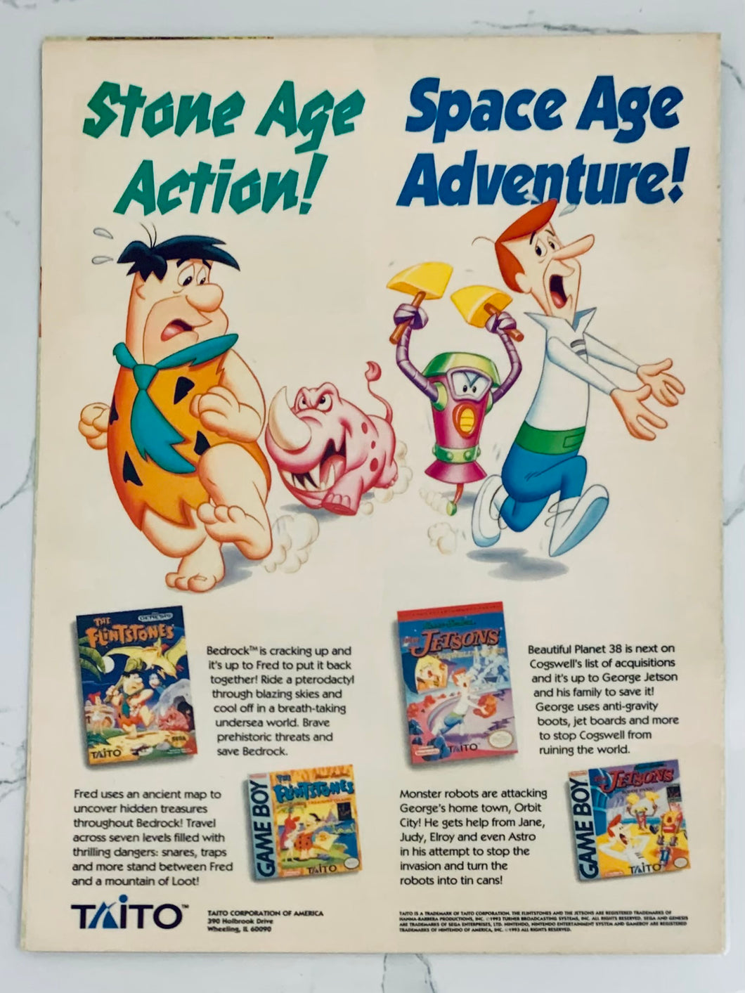 The Flintstones / The Jetsons - NES GB - Original Vintage Advertisement - Print Ads - Laminated A4 Poster
