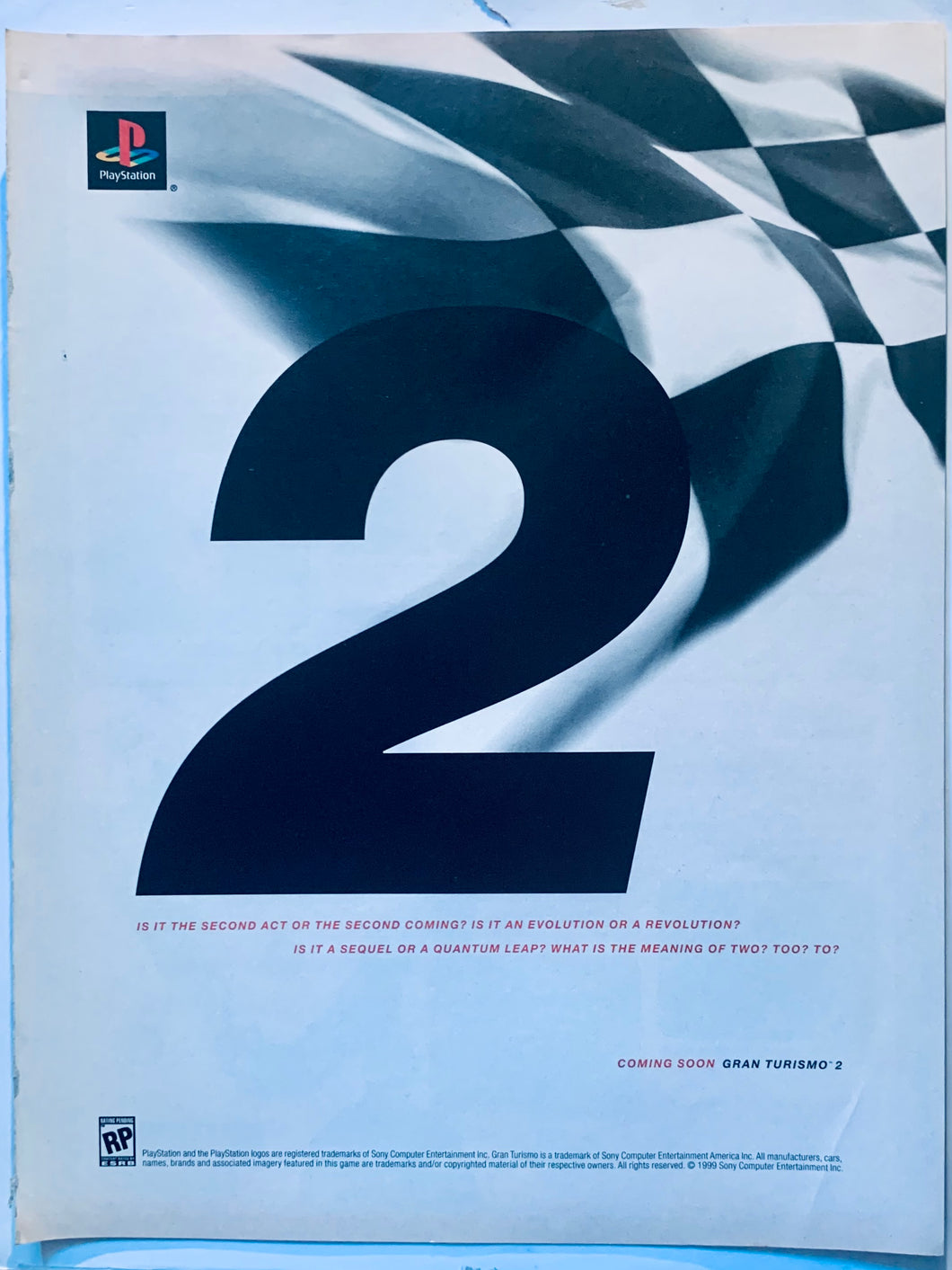 Gran Turismo 2 - PlayStation - Original Vintage Advertisement - Print Ads - Laminated A4 Poster