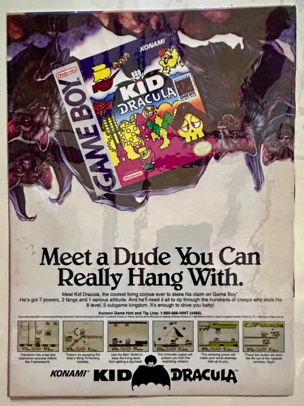 Kid Dracula - GameBoy - Original Vintage Advertisement - Print Ads - Laminated A4 Poster