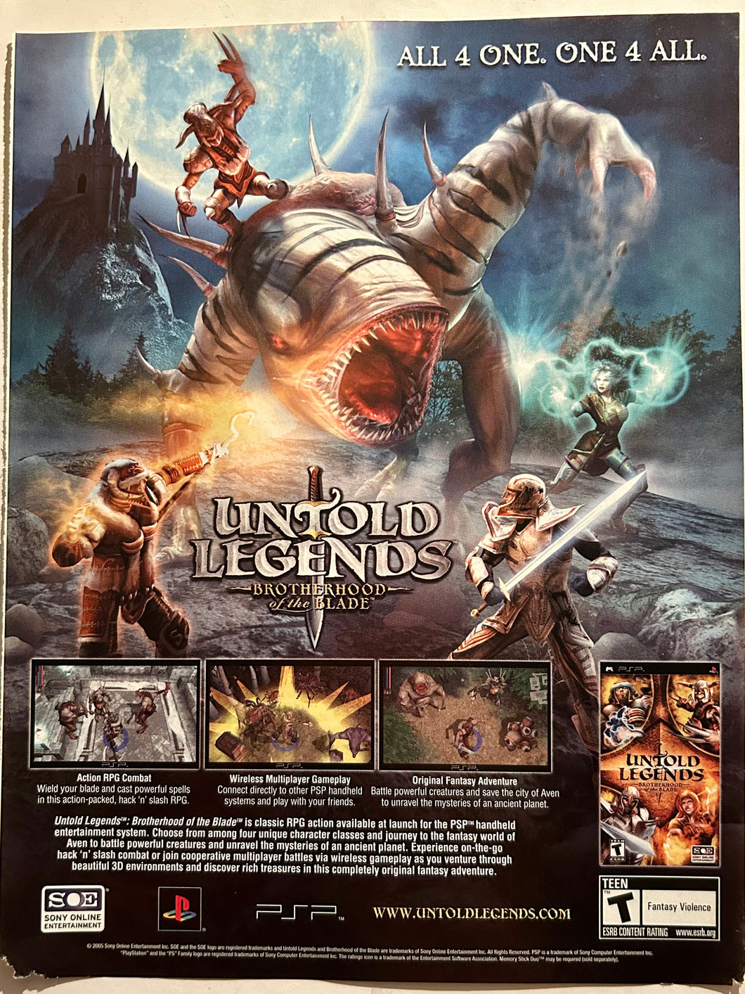 Untold Legends: Brotherhood of the Blade - PSP - Original Vintage Advertisement - Print Ads - Laminated A4 Poster