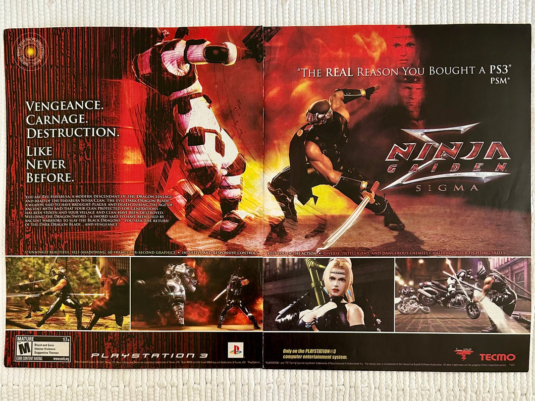 Ninja Gaiden Sigma - PS3 - Original Vintage Advertisement - Print Ads - Laminated A3 Poster