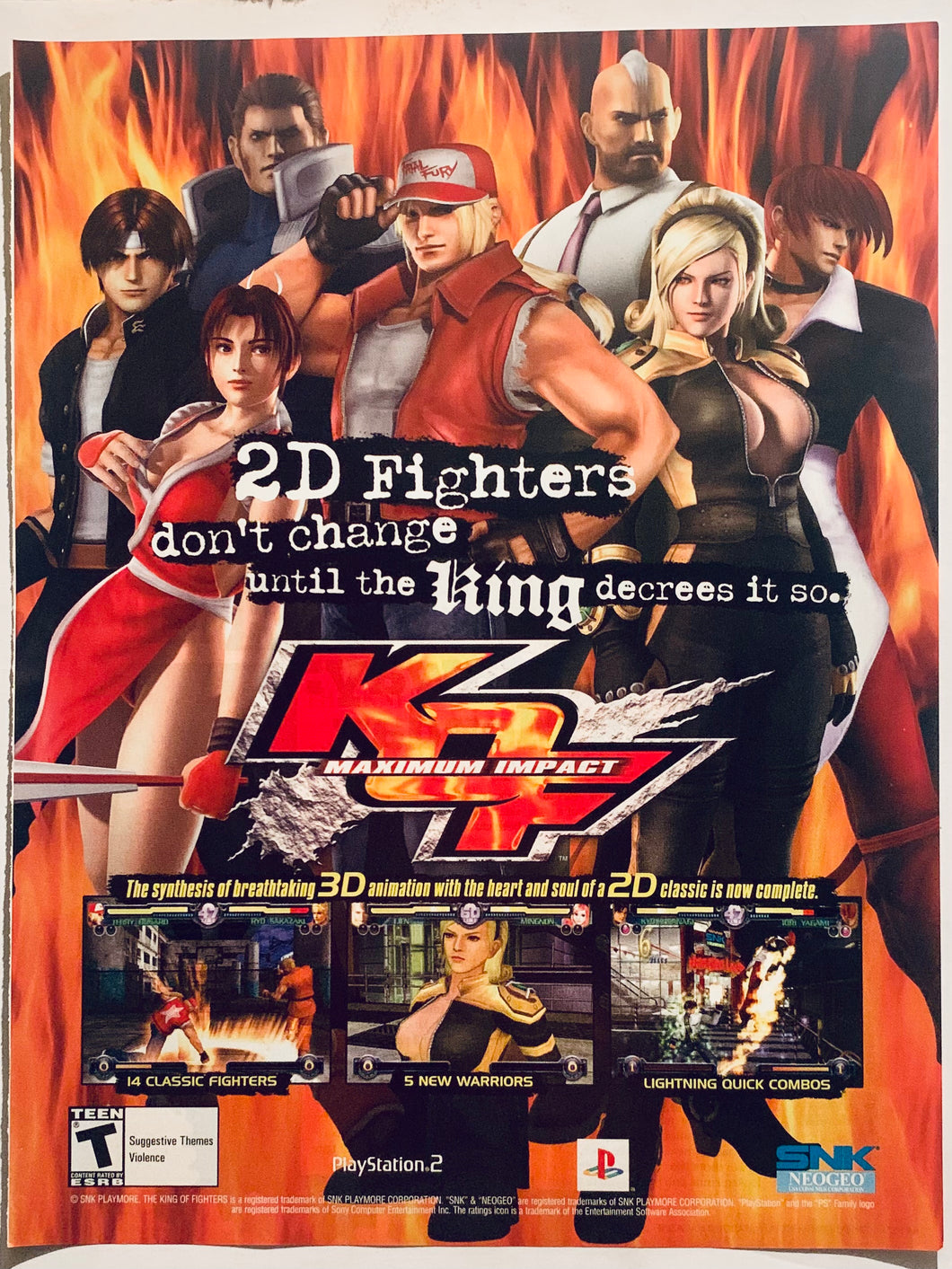 KOF: Maximum Impact - PS2 - Original Vintage Advertisement - Print Ads - Laminated A4 Poster