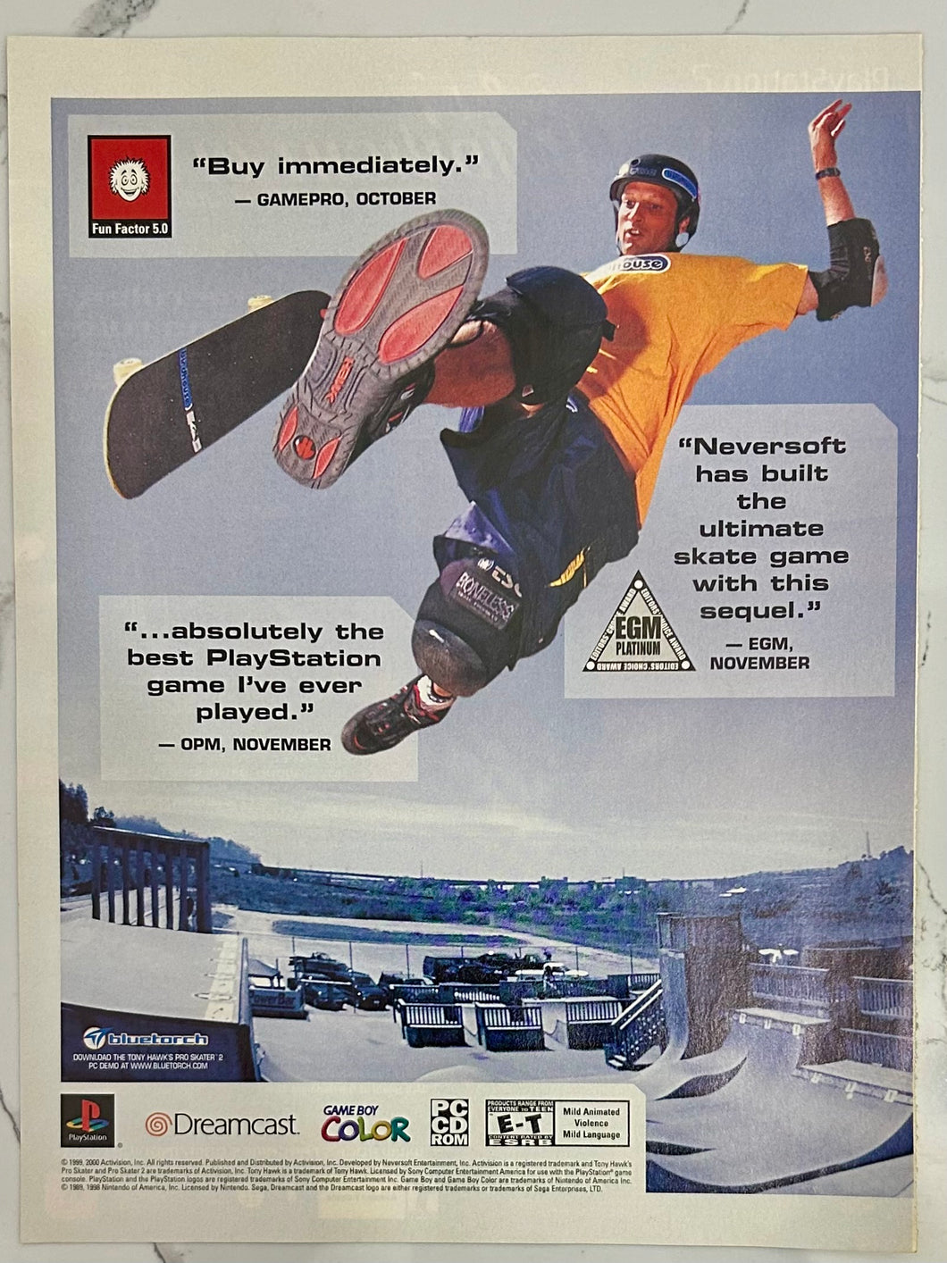 Tony Hawk’s Pro Skater 2 - Dreamcast PS1 GBC PC - Original Vintage Advertisement - Print Ads - Laminated A4 Poster