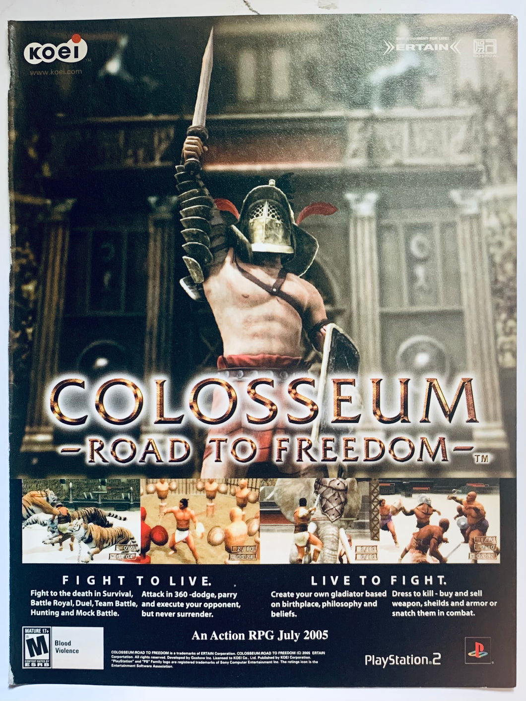 Colosseum -Road to Freedom- - PS2 - Original Vintage Advertisement - Print Ads - Laminated A4 Poster